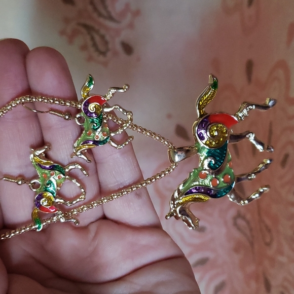 Trotting Horse Set. Horse Earrings Horse Necklace Cowgirl Colorful Rodeo Pony - Picture 5 of 13